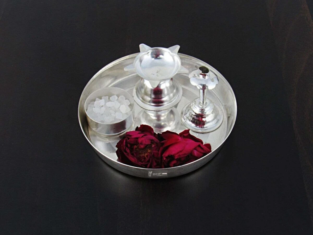 Pooja Thali set, pooja thali silver, pooja thali decoration, Pooja Thali for home, pooja thali set silver