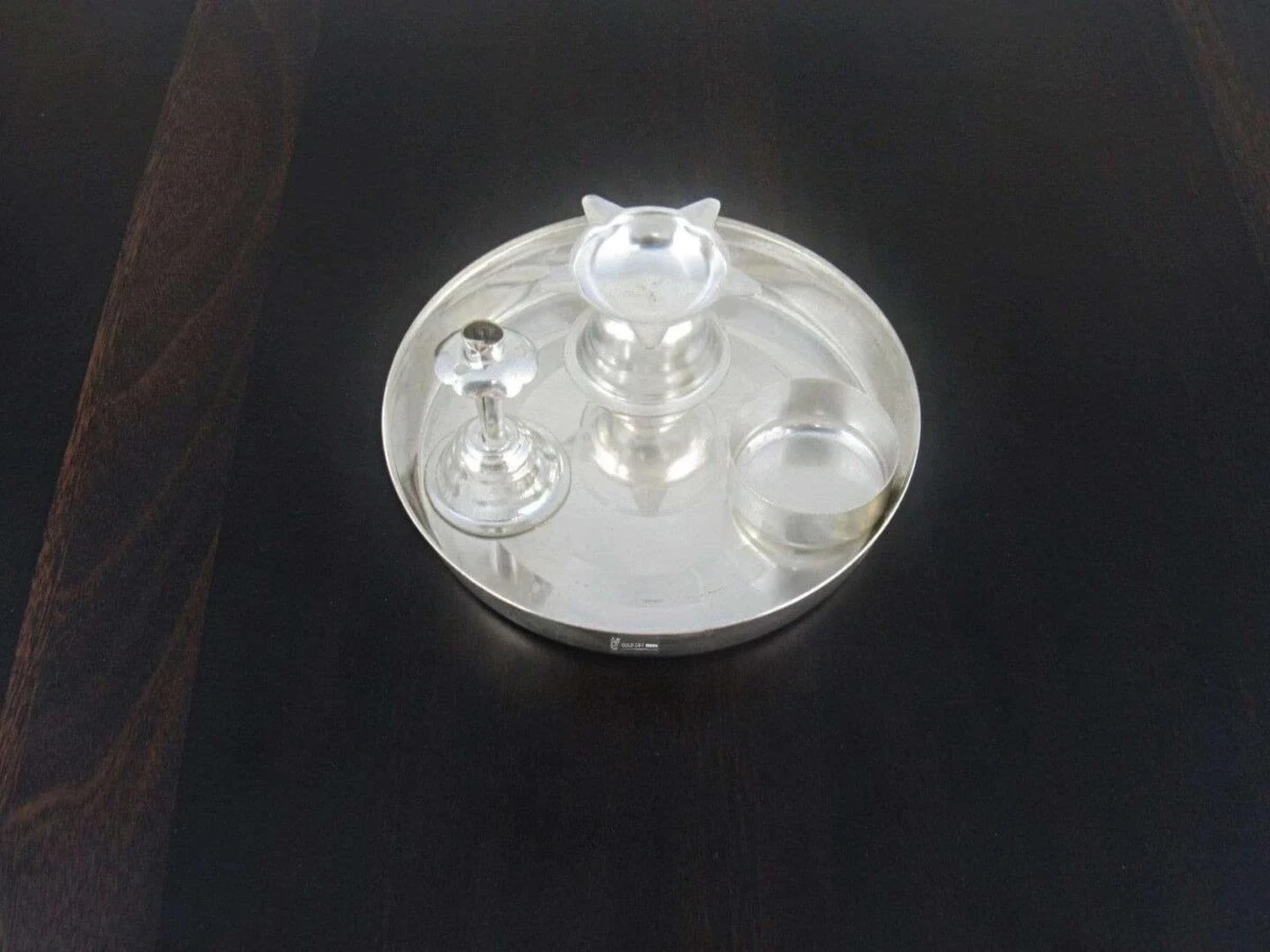 Pooja Thali set, pooja thali silver, pooja thali decoration, Pooja Thali for home, pooja thali set silver