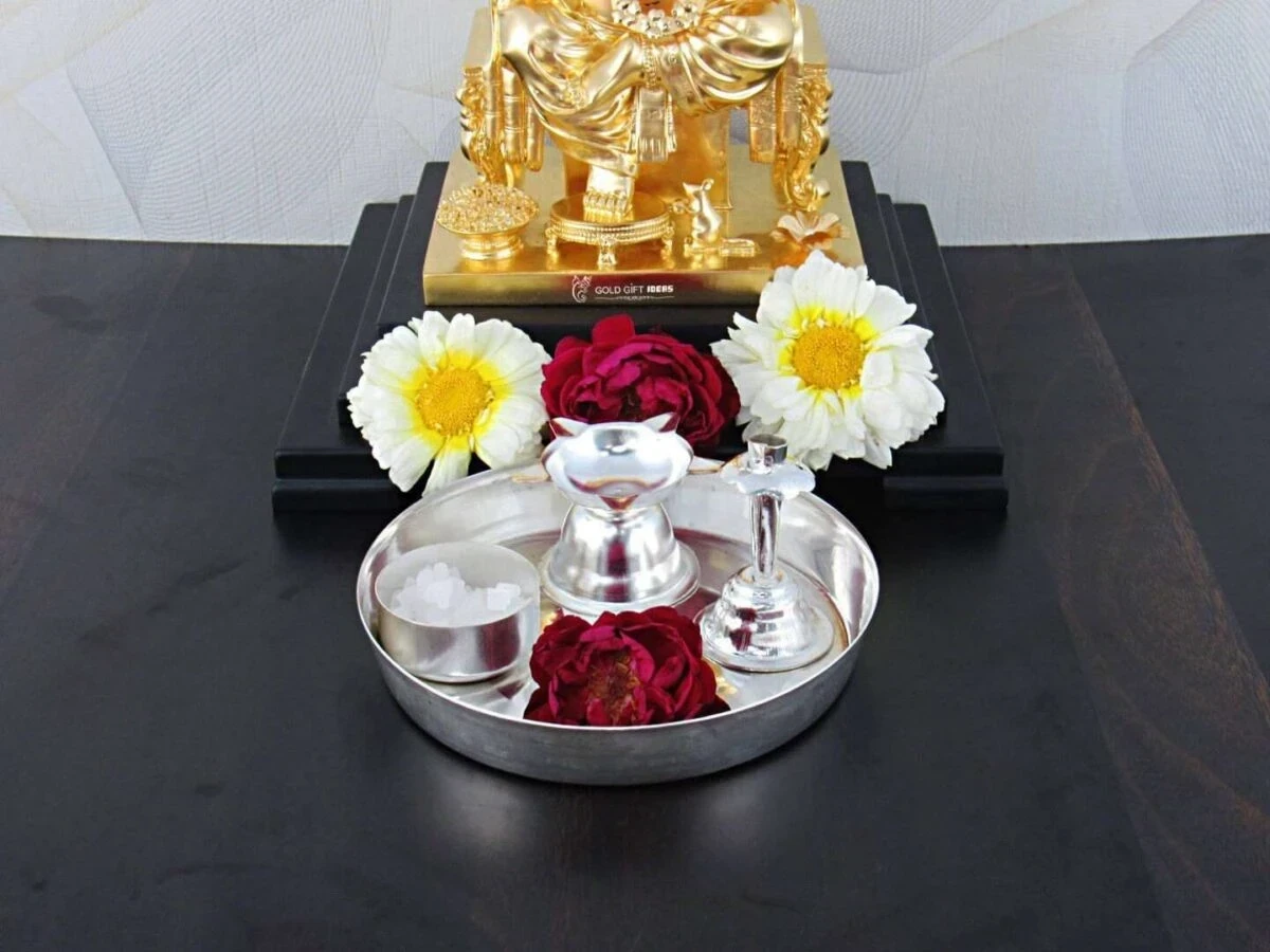 Pooja Thali set, pooja thali silver, pooja thali decoration, Pooja Thali for home, pooja thali set silver