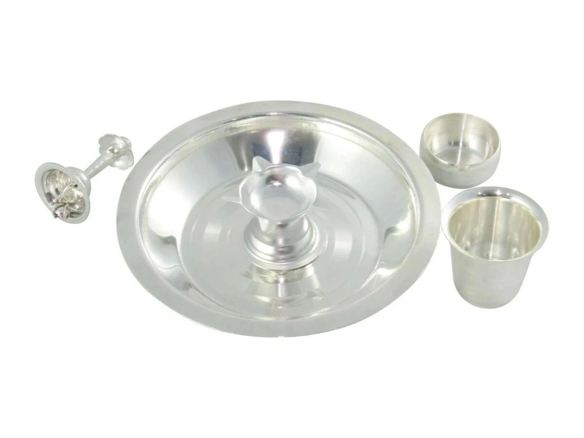 Pooja Thali set, pooja thali silver, pooja thali decoration, Pooja Thali for home, pooja thali set silver, return gifts for housewarming