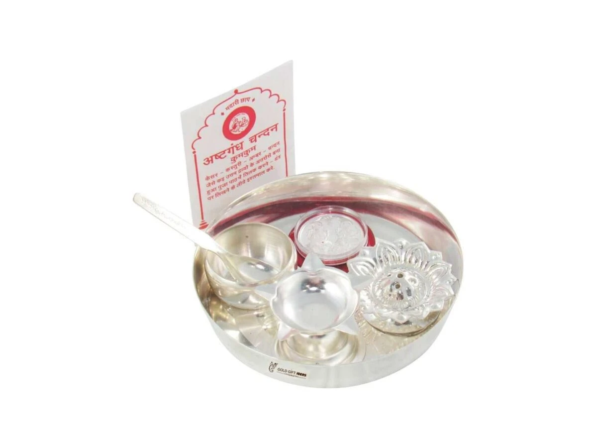 Pooja Thali set, pooja thali silver, pooja thali decoration, Pooja Thali for home, pooja thali set silver