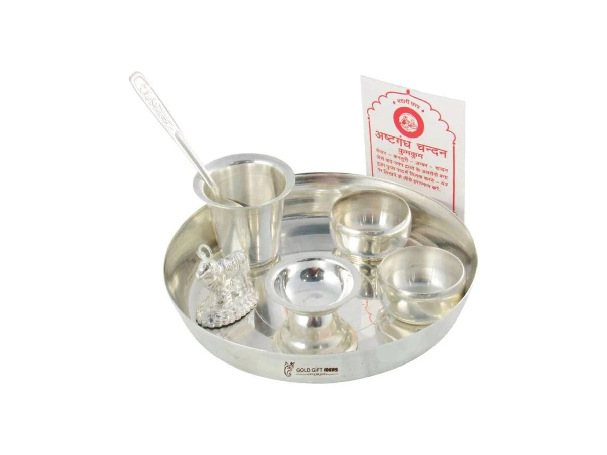 Pooja Thali set, pooja thali silver, pooja thali decoration, Pooja Thali for home, pooja thali set silver
