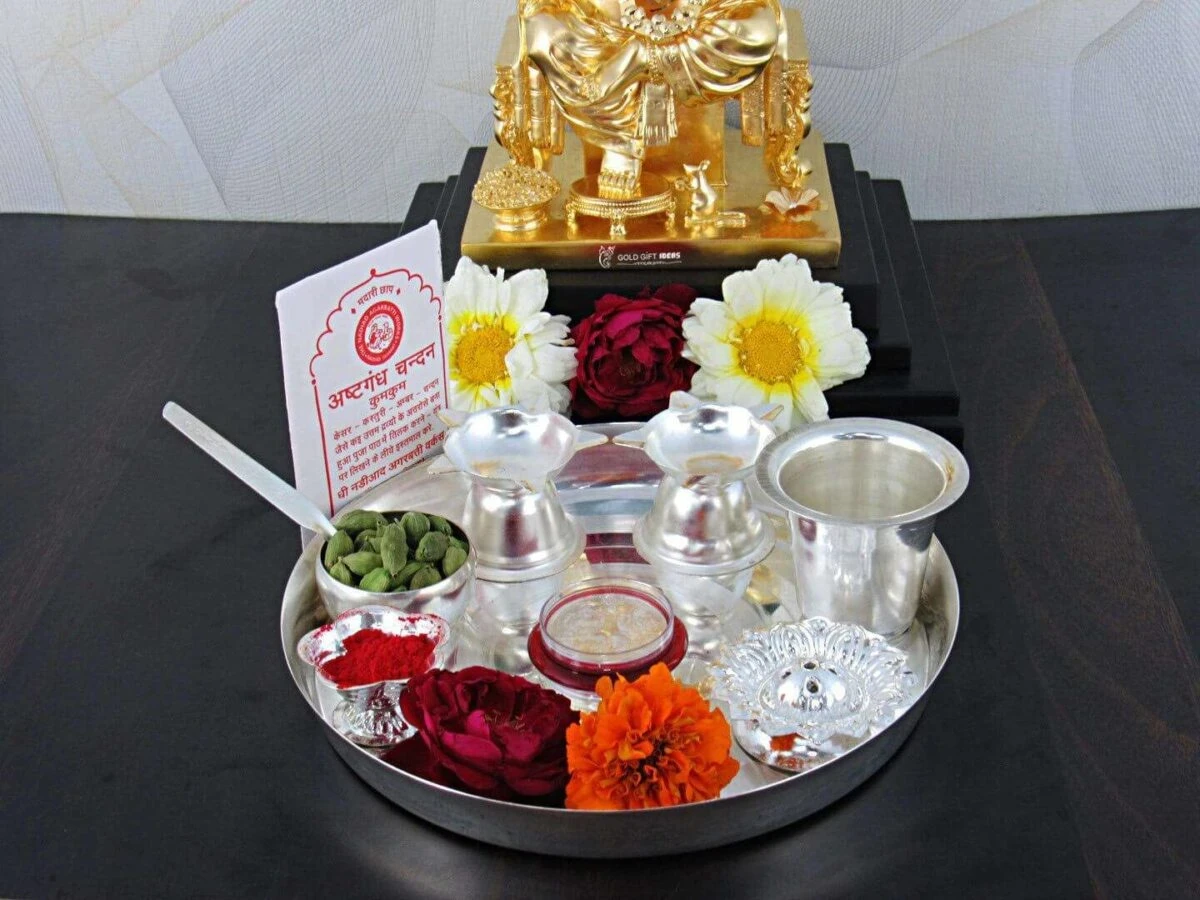 Pooja Thali set, pooja thali silver, pooja thali decoration, Pooja Thali for home, pooja thali set silver