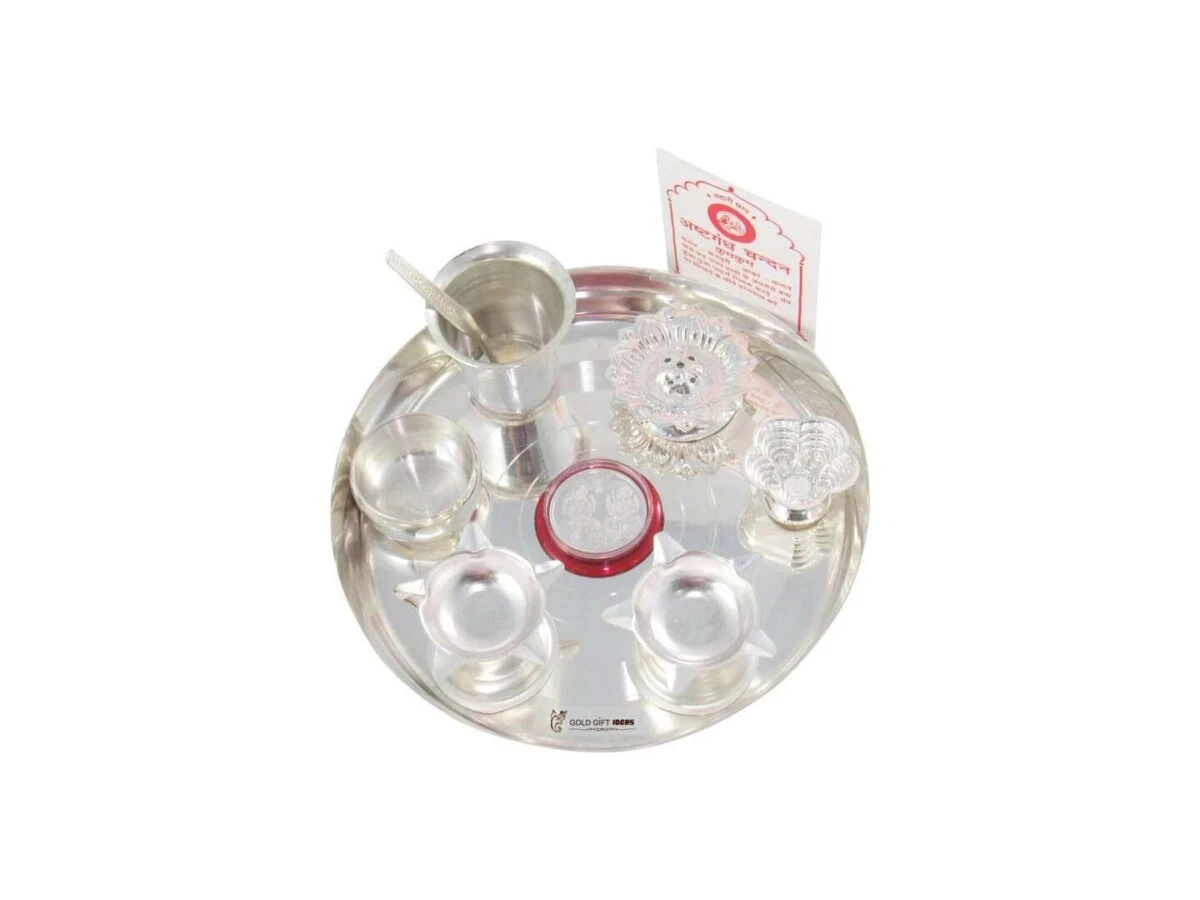 Pooja Thali set, pooja thali silver, pooja thali decoration, Pooja Thali for home, pooja thali set silver