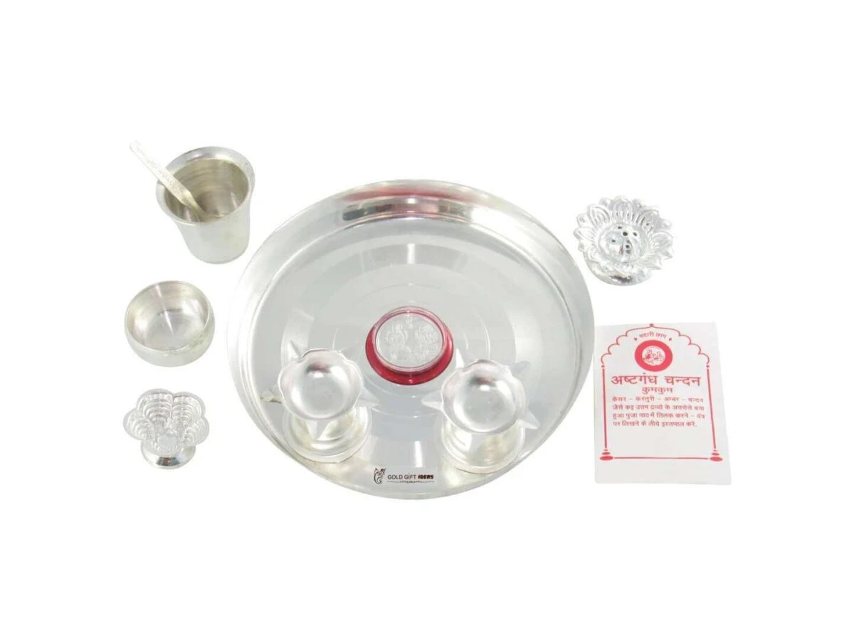 Pooja Thali set, pooja thali silver, pooja thali decoration, Pooja Thali for home, pooja thali set silver