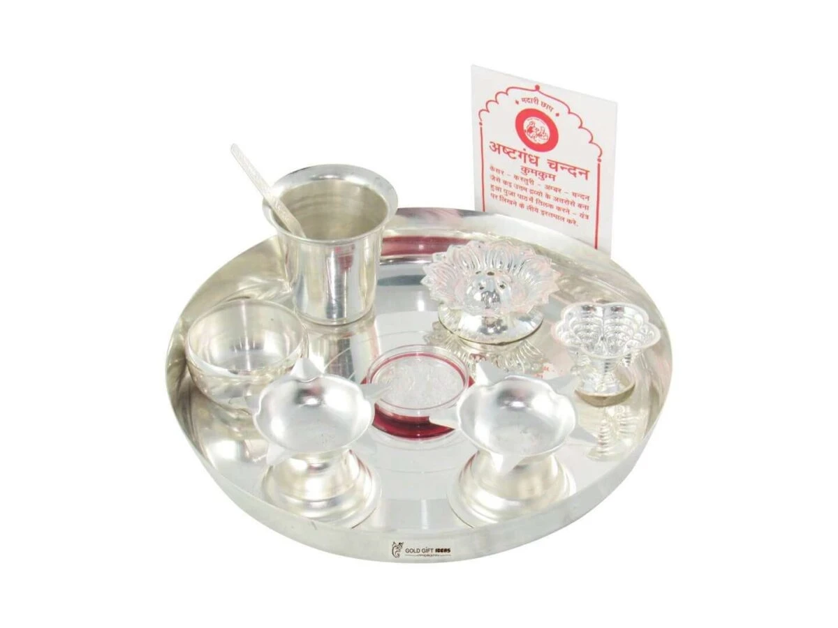 Pooja Thali set, pooja thali silver, pooja thali decoration, Pooja Thali for home, pooja thali set silver