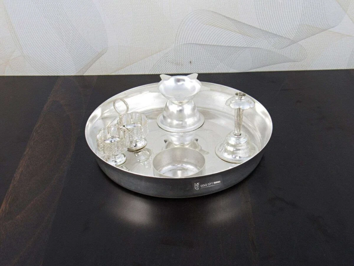 Pooja Thali set, pooja thali silver, pooja thali decoration, Pooja Thali for home, pooja thali set silver