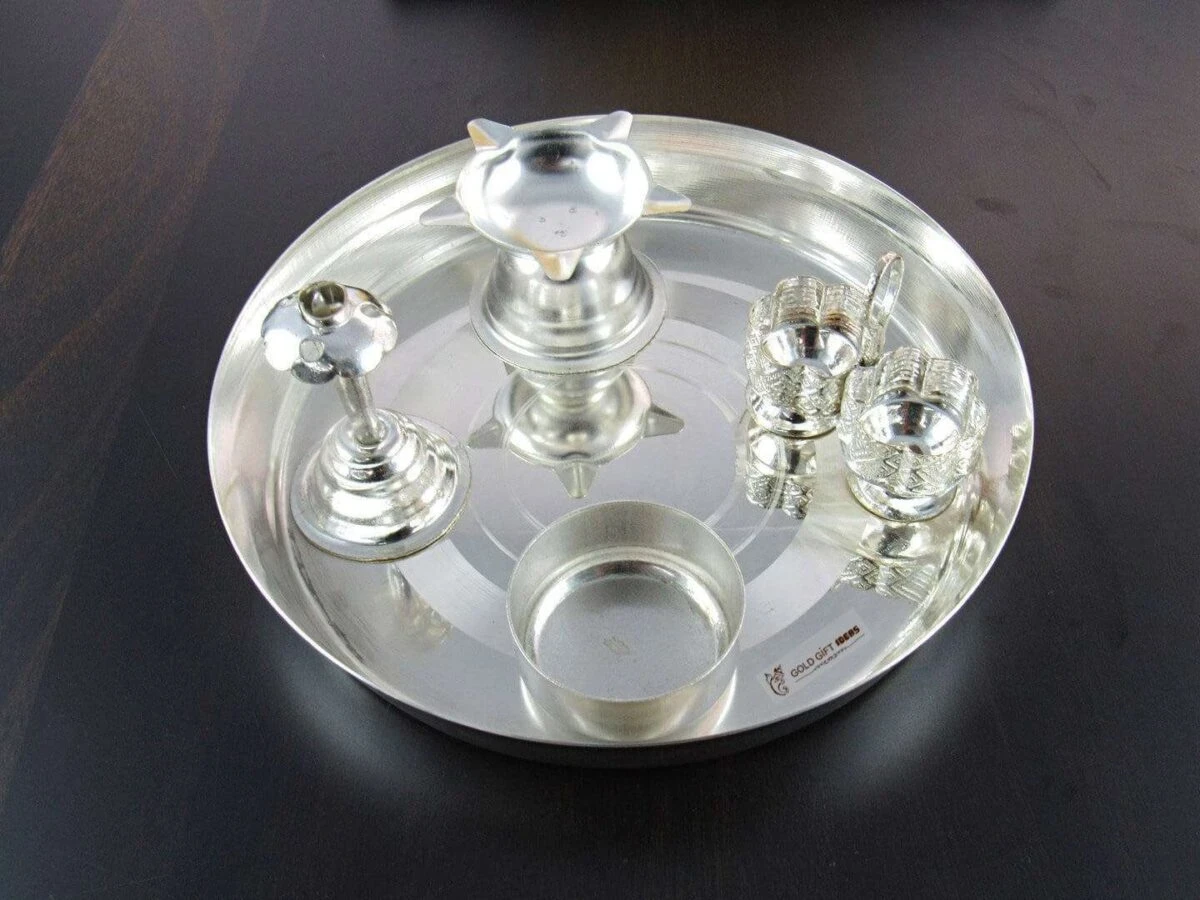 Pooja Thali set, pooja thali silver, pooja thali decoration, Pooja Thali for home, pooja thali set silver