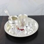 Pooja Thali set, pooja thali silver, pooja thali decoration, Pooja Thali for home, pooja thali set silver, return gifts for housewarming