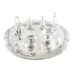 Pooja Thali set, pooja thali silver, pooja thali decoration, Pooja Thali for home, pooja thali set silver, return gifts for housewarming