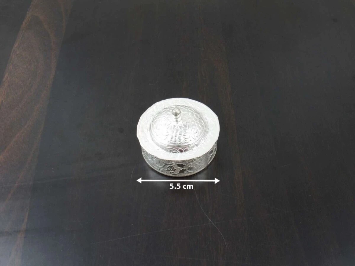 Sindoor dabbi, sindoor box for wedding, sindoor dabbi silver, Pooja items silver, Pooja items for home, kumkum box return gift, pooja items for temple, pooja items for gift, kumkum box silver, sindoor dabbi for women return gifts for wedding