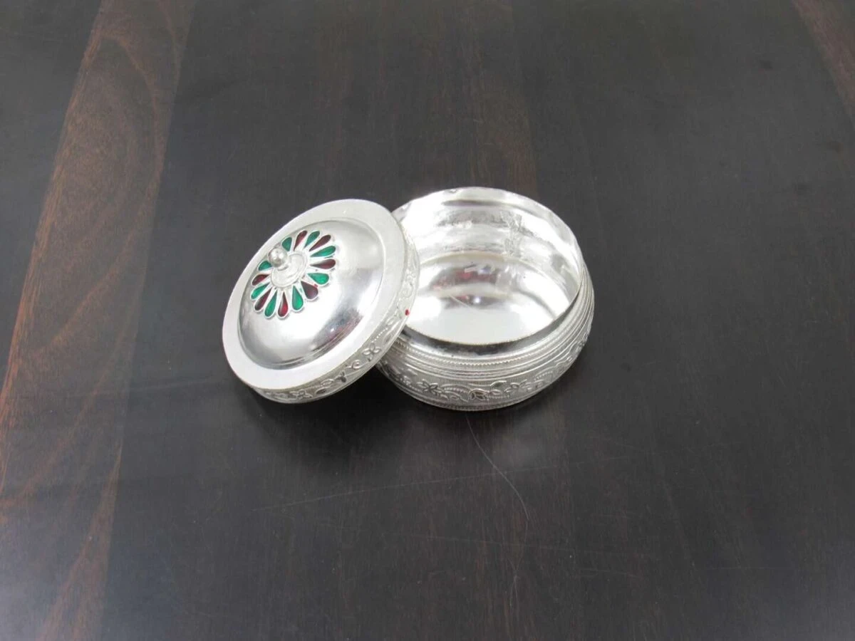 Sindoor dabbi, sindoor box for wedding, sindoor dabbi silver, Pooja items silver, Pooja items for home, kumkum box return gift, pooja items for temple, pooja items for gift, kumkum box silver, sindoor dabbi for women