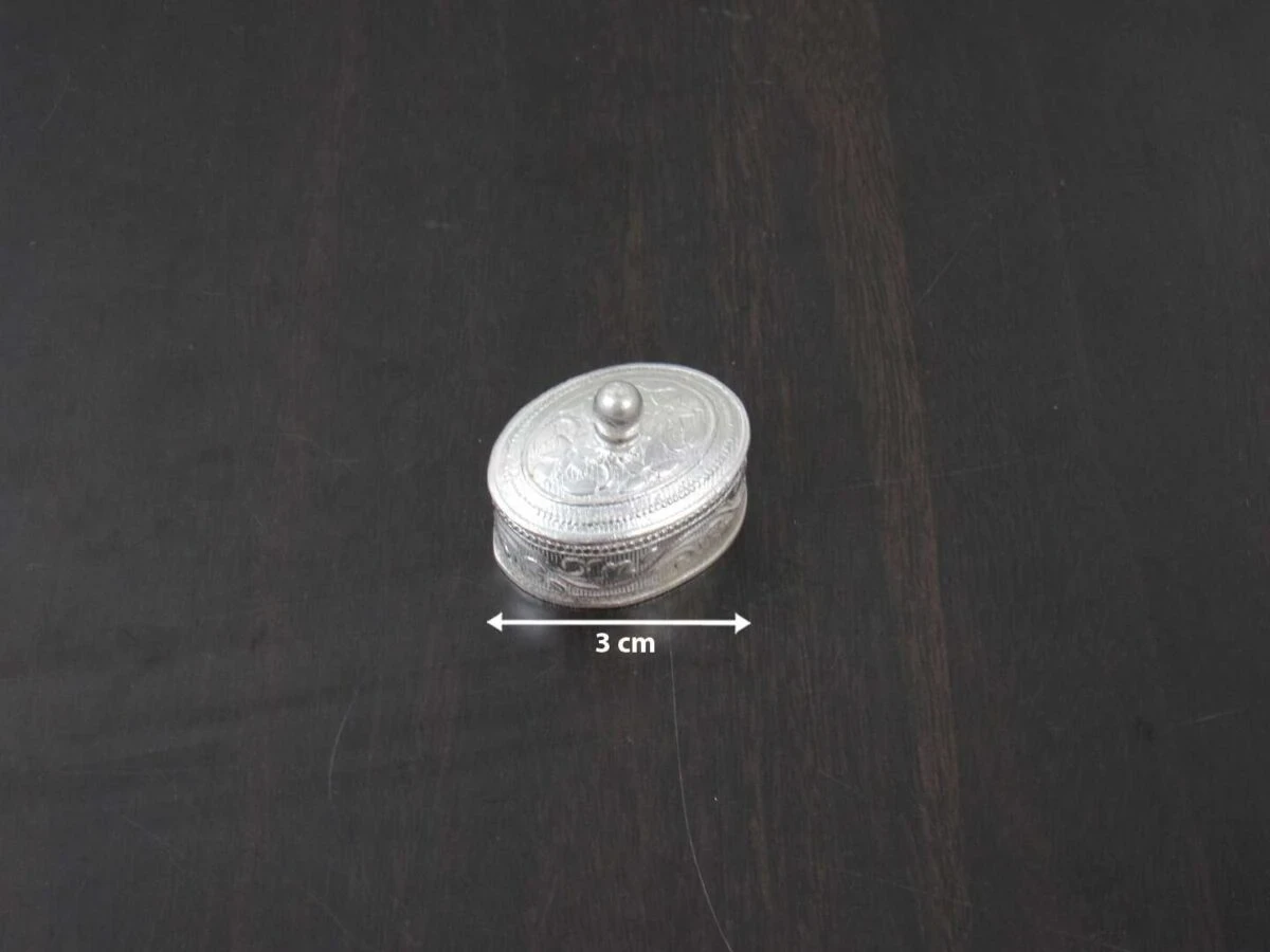 Sindoor dabbi, sindoor box for wedding, sindoor dabbi silver, Pooja items silver, Pooja items for home, kumkum box return gift, pooja items for temple, pooja items for gift, kumkum box silver, sindoor dabbi for women, return gifts