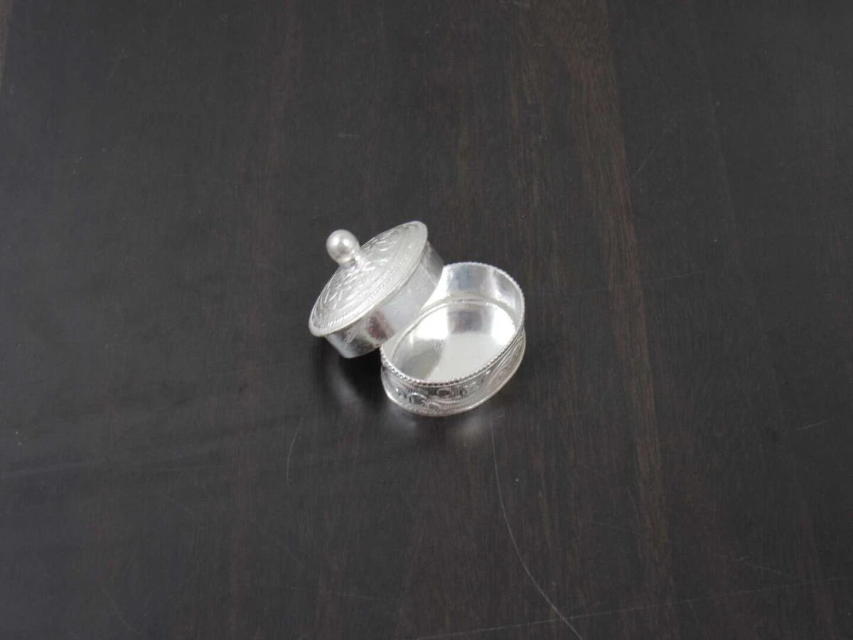 Sindoor dabbi, sindoor box for wedding, sindoor dabbi silver, Pooja items silver, Pooja items for home, kumkum box return gift, pooja items for temple, pooja items for gift, kumkum box silver, sindoor dabbi for women, return gifts