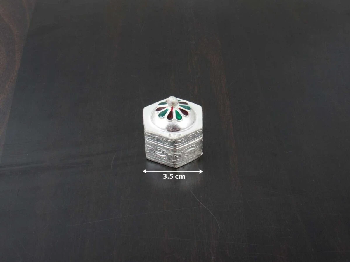 Sindoor dabbi, sindoor box for wedding, sindoor dabbi silver, Pooja items silver, Pooja items for home, kumkum box return gift, pooja items for temple, pooja items for gift, kumkum box silver, sindoor dabbi for women, Return gifts