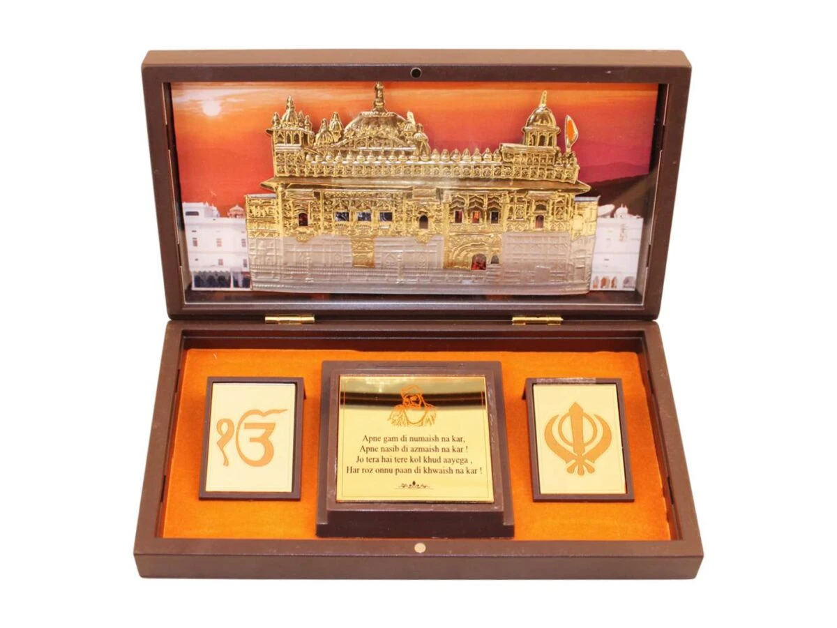 Waheguru photo frame, waheguruji photo frame, golden temple photo frame, golden temple photo vastu, waheguru photo with quotes, golden temple photo with frame, golden temple satnam waheguru, golden temple photo with quotes, waheguru wooden photo frame, return gifts for wedding, return gifts for pooja, Wooden Momento Gift