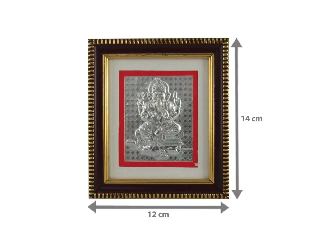 999 silver Ganesh frame, silver Ganesh photo frame, pure silver god photo frames, ganesha photo frame, silver ganesha frame