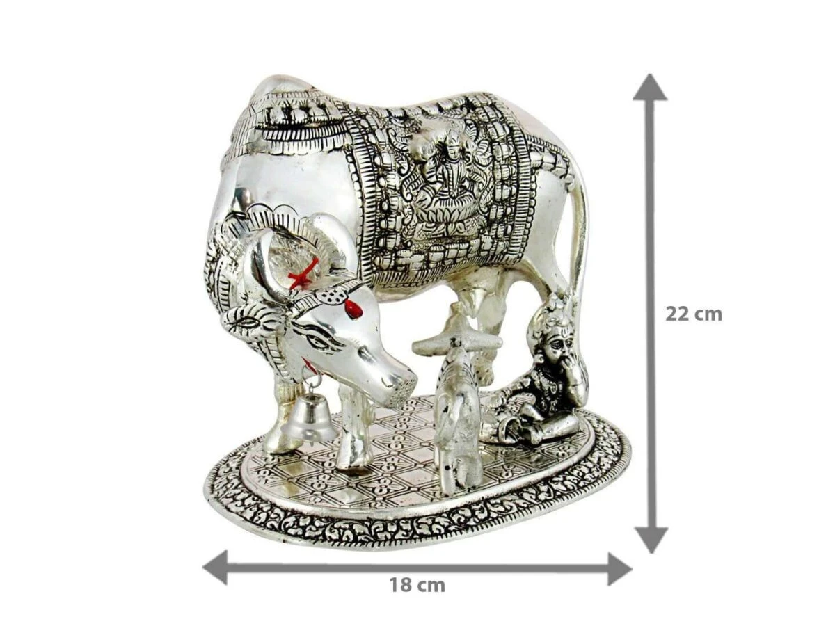 White metal cow and calf cow and calf statue cow and calf idol vastu cow and calf statue in pooja room white metal cow and calf statue white metal small cow
