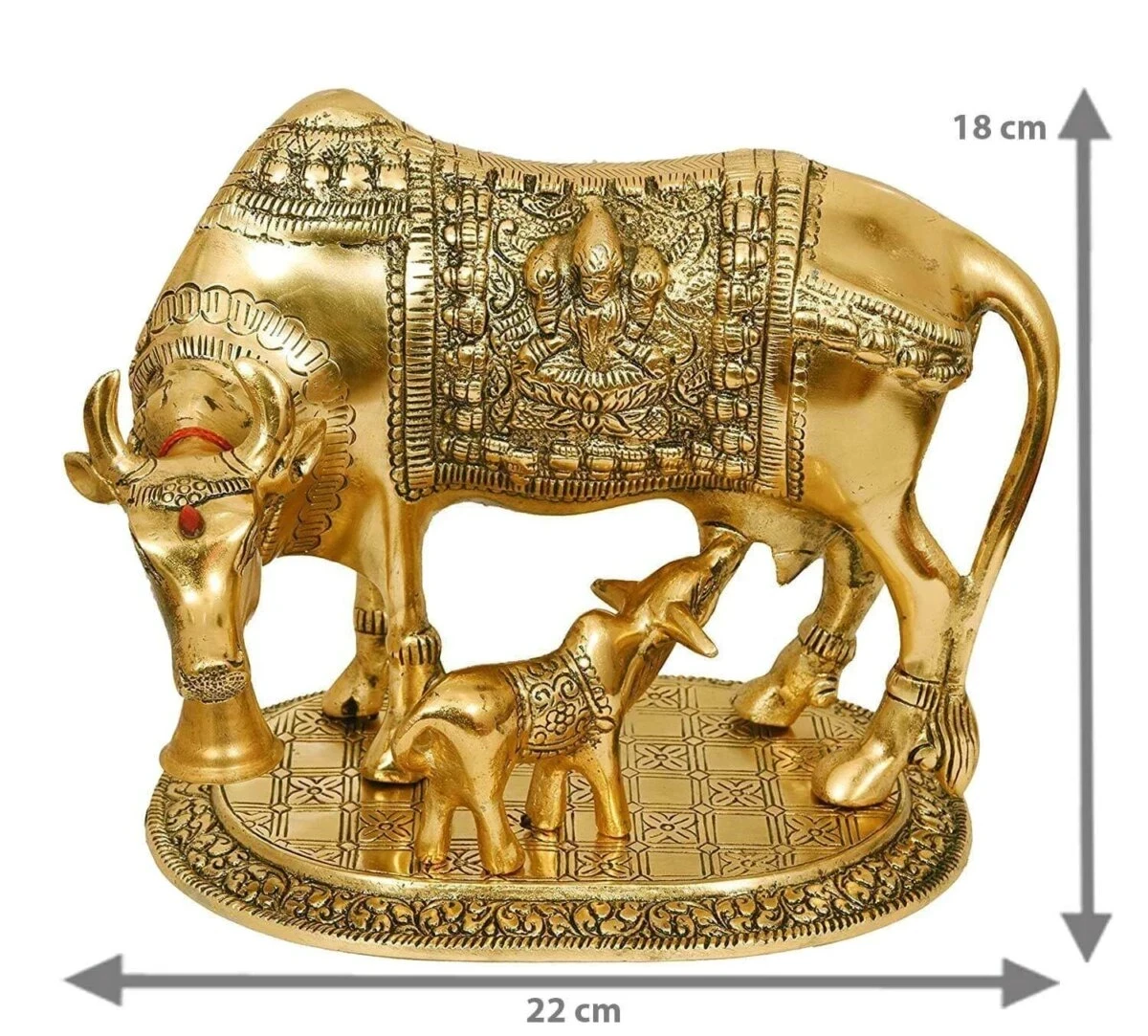 White metal cow and calf, cow and calf statue, cow and calf idol vastu, cow and calf statue in pooja room, white metal cow and calf statue, white metal small cow