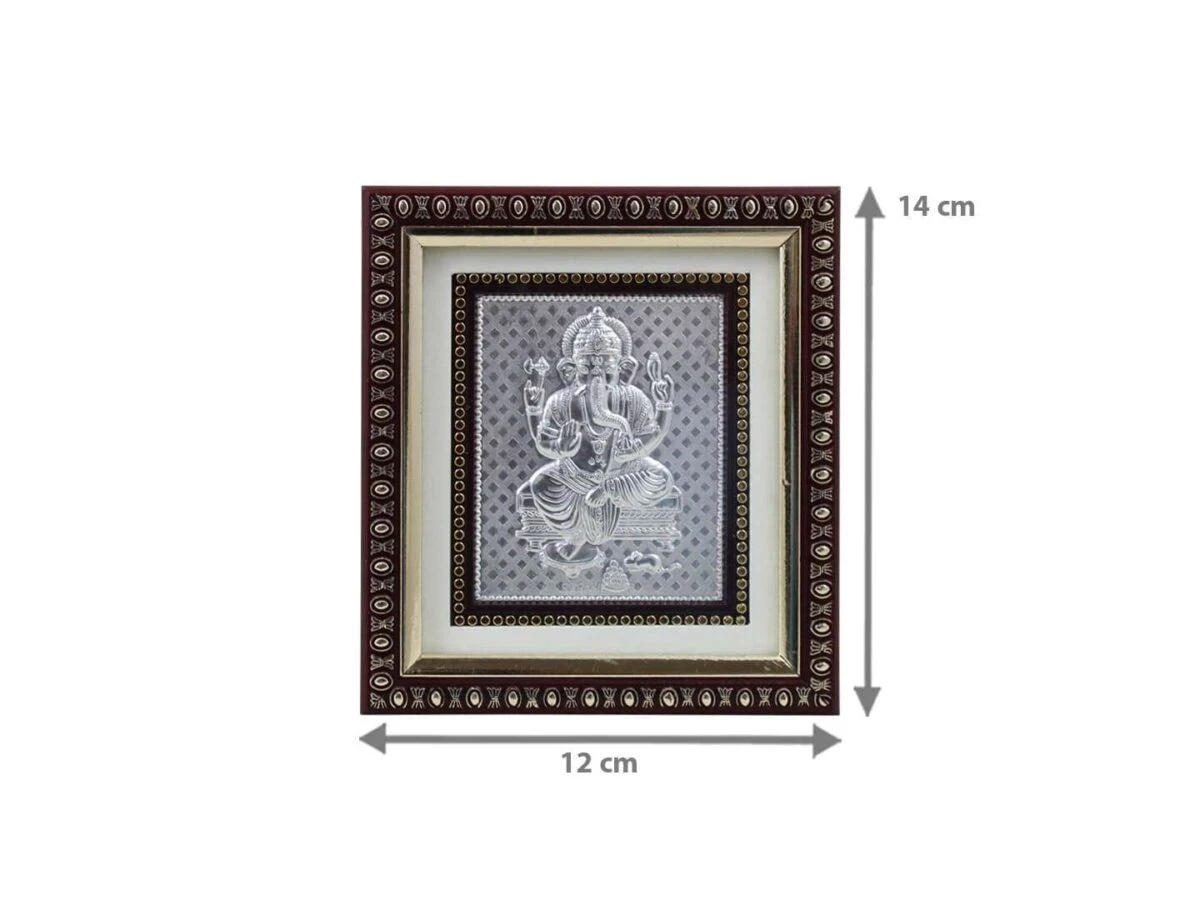 999 silver Ganesh frame, silver Ganesh photo frame, pure silver god photo frames, ganesha photo frame, silver ganesha frame