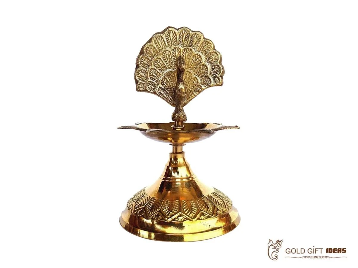 Brass peacock diya, brass peacock lamp, brass peacock diya stand, brass peacock oil lamp, brass diya for home, brass diya for temple, brass diya decoration, brass stand diya, brass diya stand, Brass Peacock Diya with Base, Diya for Pooja Room, Brass Step Peacock Diya