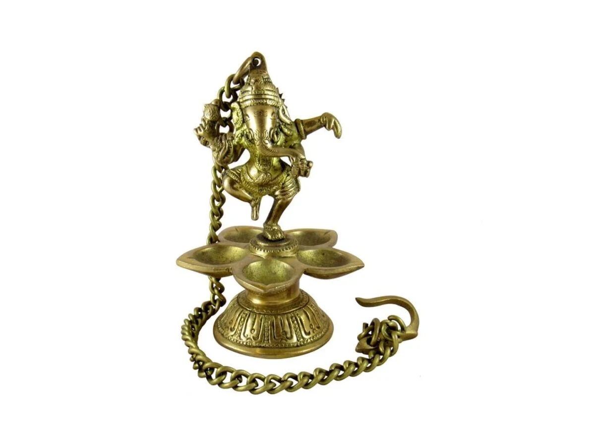 brass wall hanging diya brass ganesha diya hanging diya for pooja room brass ganesha wall hanging deepak with bells hanging diya for temple