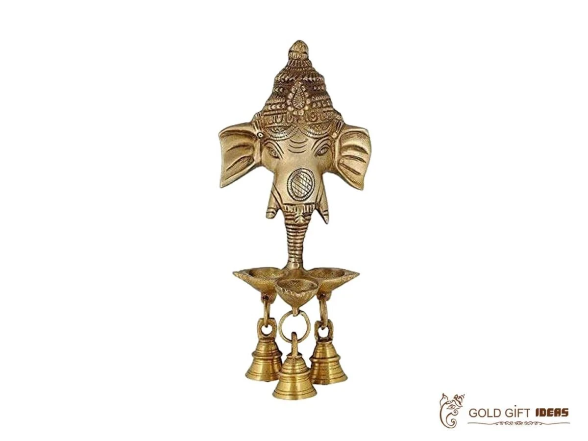 Brass Ganesha Wall Hanging Diya With Bells Brass ganesha with bells handecor beass ganesha bells , brass bell for home, brass bell for temple, brass bell decoration, brass wall hanging bell, brass wall hanging diya, brass bell wall hanging, brass bell wall décor