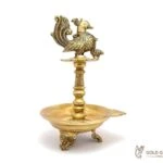 Brass peacock diya, brass peacock lamp, brass peacock diya stand, brass peacock oil lamp, brass diya for home, brass diya for temple, brass diya decoration, brass stand diya, brass diya stand, Brass Peacock Diya with Base, Diya for Pooja Room