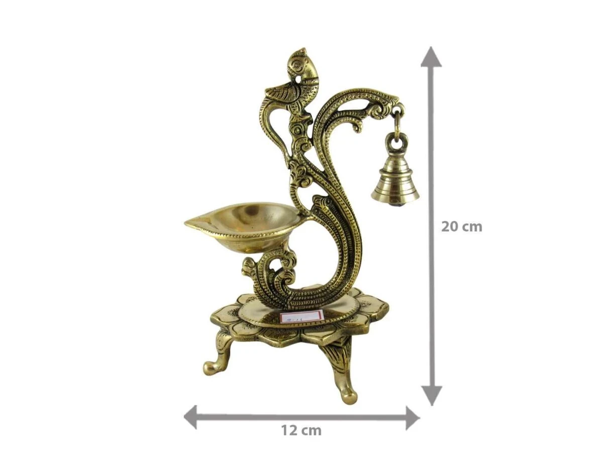 Brass peacock diya, brass peacock lamp, brass peacock diya stand, brass peacock oil lamp, brass diya for home, brass diya for temple, brass diya decoration, brass stand diya, brass diya stand, Brass Peacock Diya with Base, Diya for Pooja Room, Brass Step Peacock Diya