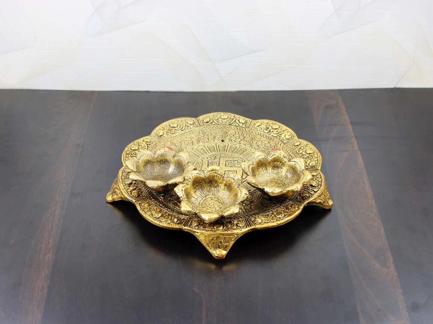 - GOLDGIFTIDEAS Oxidized Gold Plated Traditional Aarti Thali for Home ...