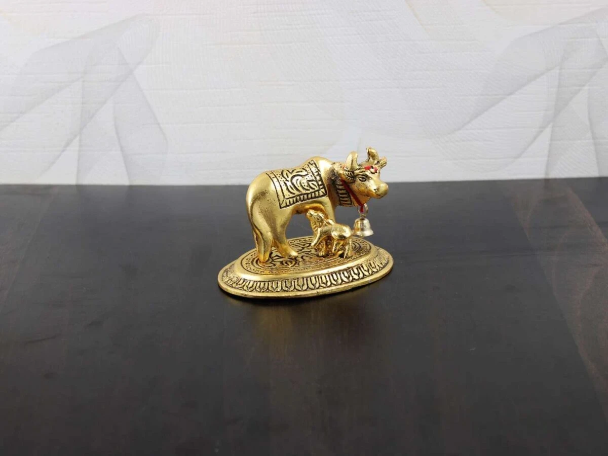 White metal cow and calf cow and calf statue cow and calf idol vastu cow and calf statue in pooja room white metal cow and calf statue white metal small cow