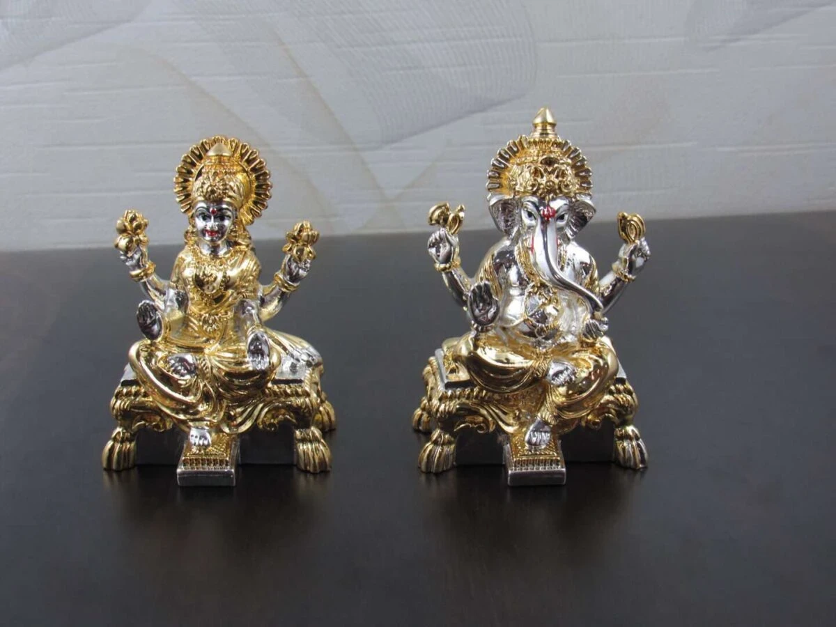 Lakshmi Ganesh idol silver Lakshmi ganesh idol Lakshmi ganesha idols for diwali lakshmi ganesh statue ganesh laxmi statue diwali pooja laxmi ganesh idol