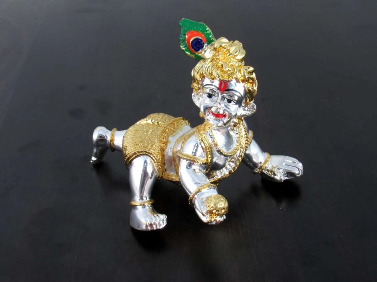 Bal gopal silver idol, Krishna idol for home, Krishna idol for gift, bal gopal idol for home, bal gopal brass idol, bal gopal Krishna idol, Krishna idol silver, Krishna idol for temple, bal gopal murti, laddu gopal murti