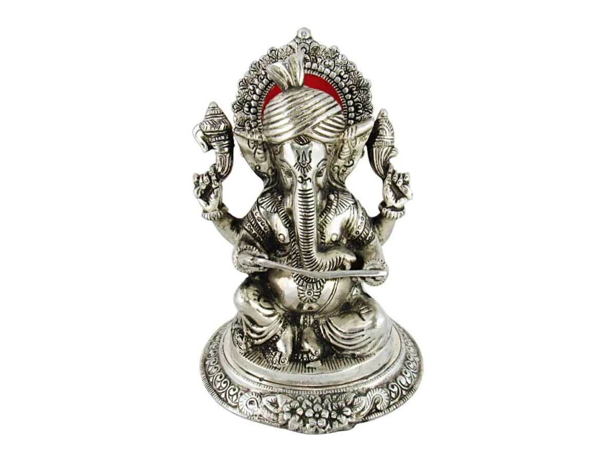 White metal ganesh idol, white metal statue, ganesha idol for home, ganesha idol for office, ganesha idol gift, ganesha murti for car, ganesh statue for temple, ganesh statue for gift, ganesh statue for home decoration
