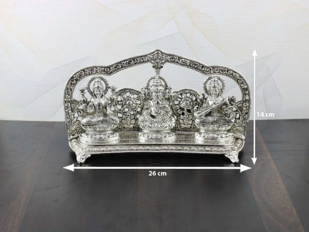 lakshmi ganesh saraswati idols laxmi ganesh saraswati statue laxmi ganesh saraswati murti ganesh laxmi saraswati sitting position laxmi ganesh saraswati silver idol