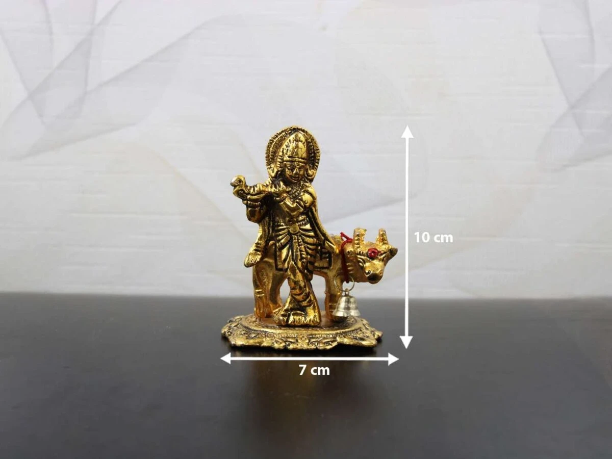 Krishna with cow idol Krishna with cow idol at home lord Krishna with cow idol Krishna with cow brass idol