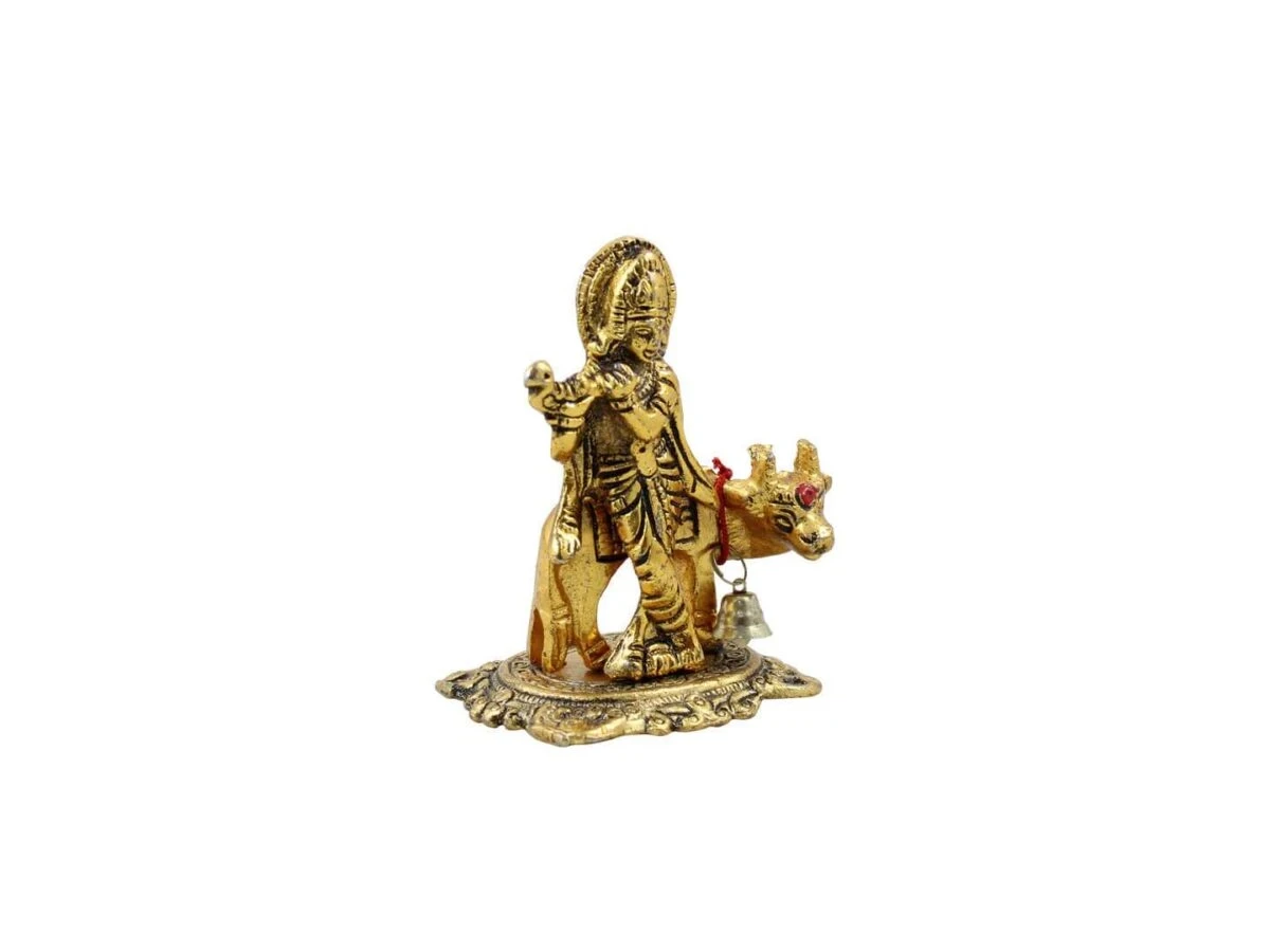Krishna with cow idol Krishna with cow idol at home lord Krishna with cow idol Krishna with cow brass idol