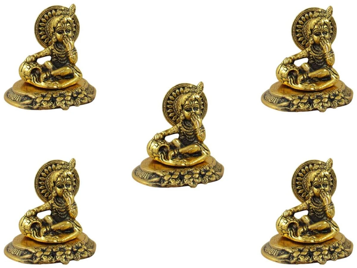 White metal Krishna idol, bal gopal idol for home, bal gopal brass idol, bal gopal Krishna idol, Krishna brass statue