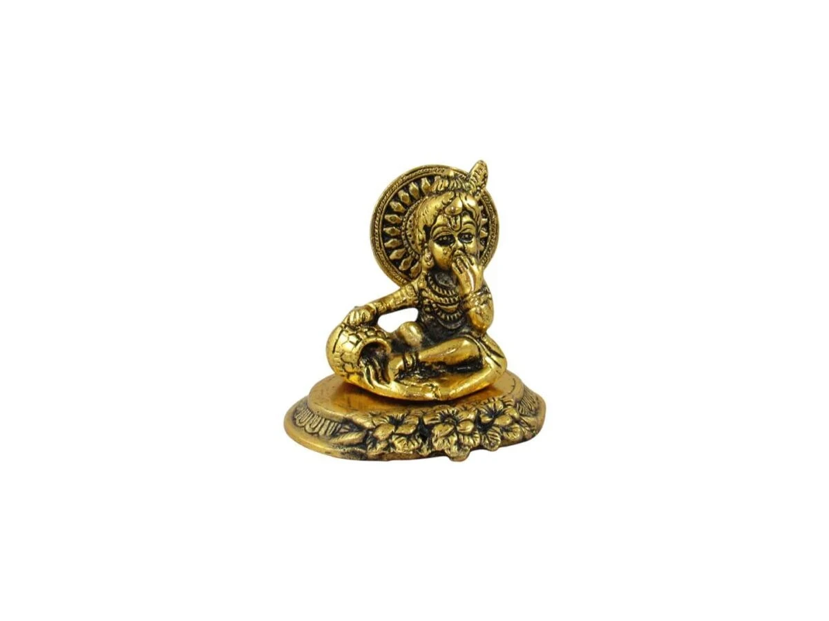 White metal Krishna idol, bal gopal idol for home, bal gopal brass idol, bal gopal Krishna idol, Krishna brass statue