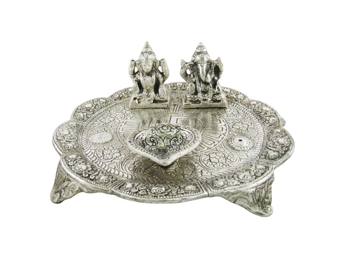 Lakshmi ganesh idol Lakshmi ganesha idols for diwali lakshmi ganesh statue ganesh laxmi statue diwali pooja laxmi ganesh idol Oxidized pooja thali, gold plated pooja thali, gold plated pooja set, gold plated pooja items, white metal pooja white metal pooja thali set, white metal pooja plates