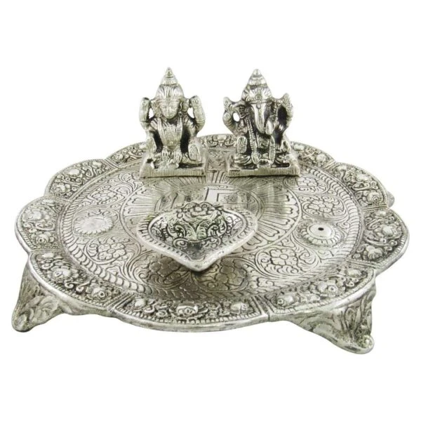 Lakshmi ganesh idol Lakshmi ganesha idols for diwali lakshmi ganesh statue ganesh laxmi statue diwali pooja laxmi ganesh idol Oxidized pooja thali, gold plated pooja thali, gold plated pooja set, gold plated pooja items, white metal pooja white metal pooja thali set, white metal pooja plates