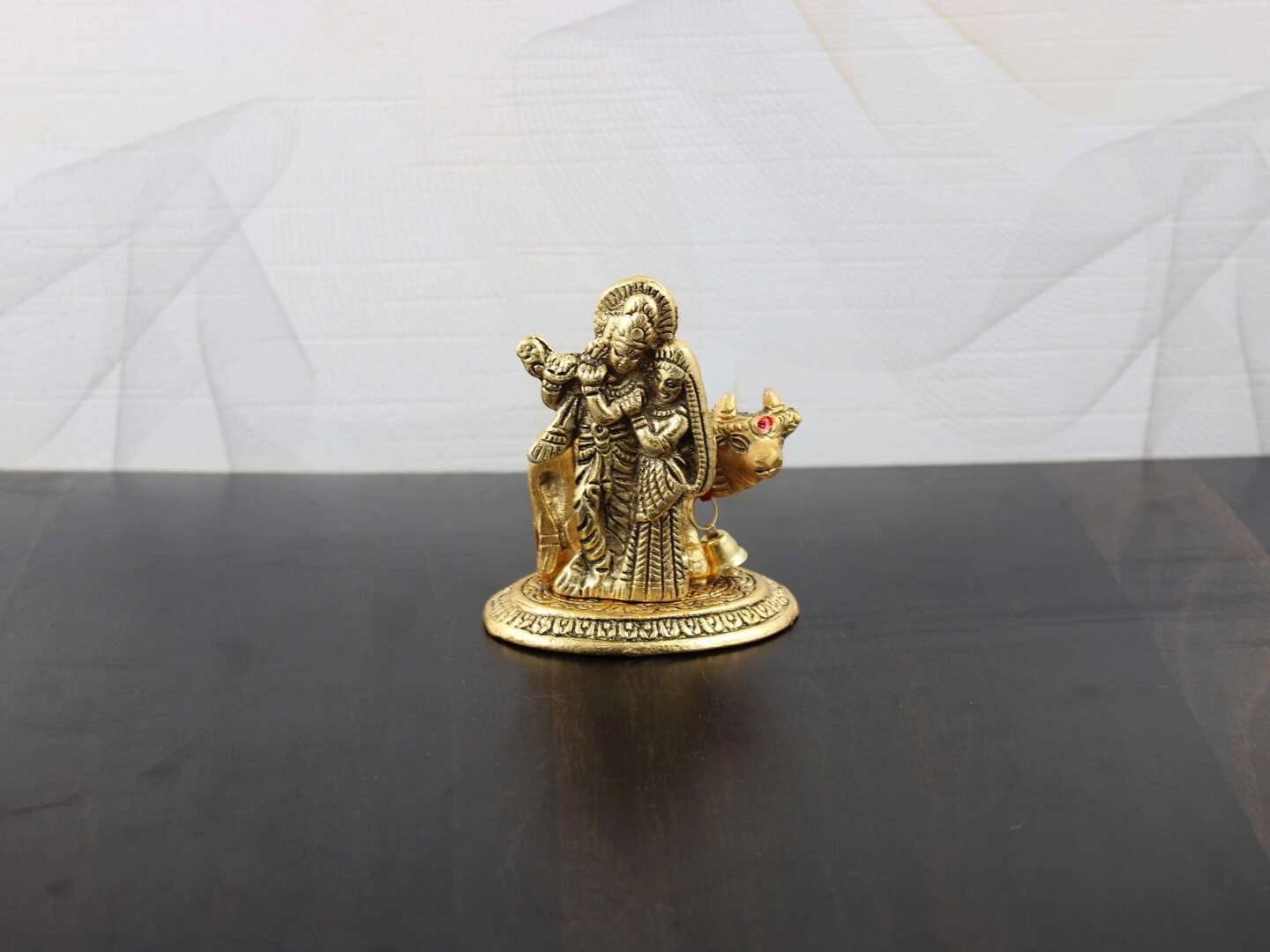 GOLDGIFTIDEAS Oxidized Lord Radhe Krishna Idol with Cow for Temple ...