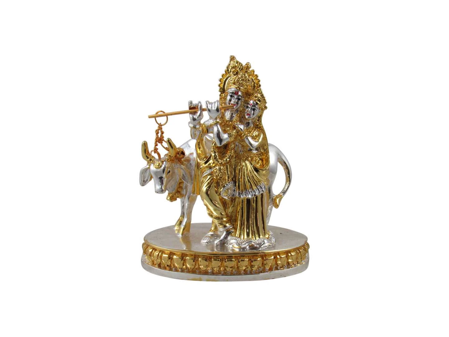 GOLDGIFTIDEAS 999 Silver & 24K Gold Plated Radhe Krishna Idol with ...