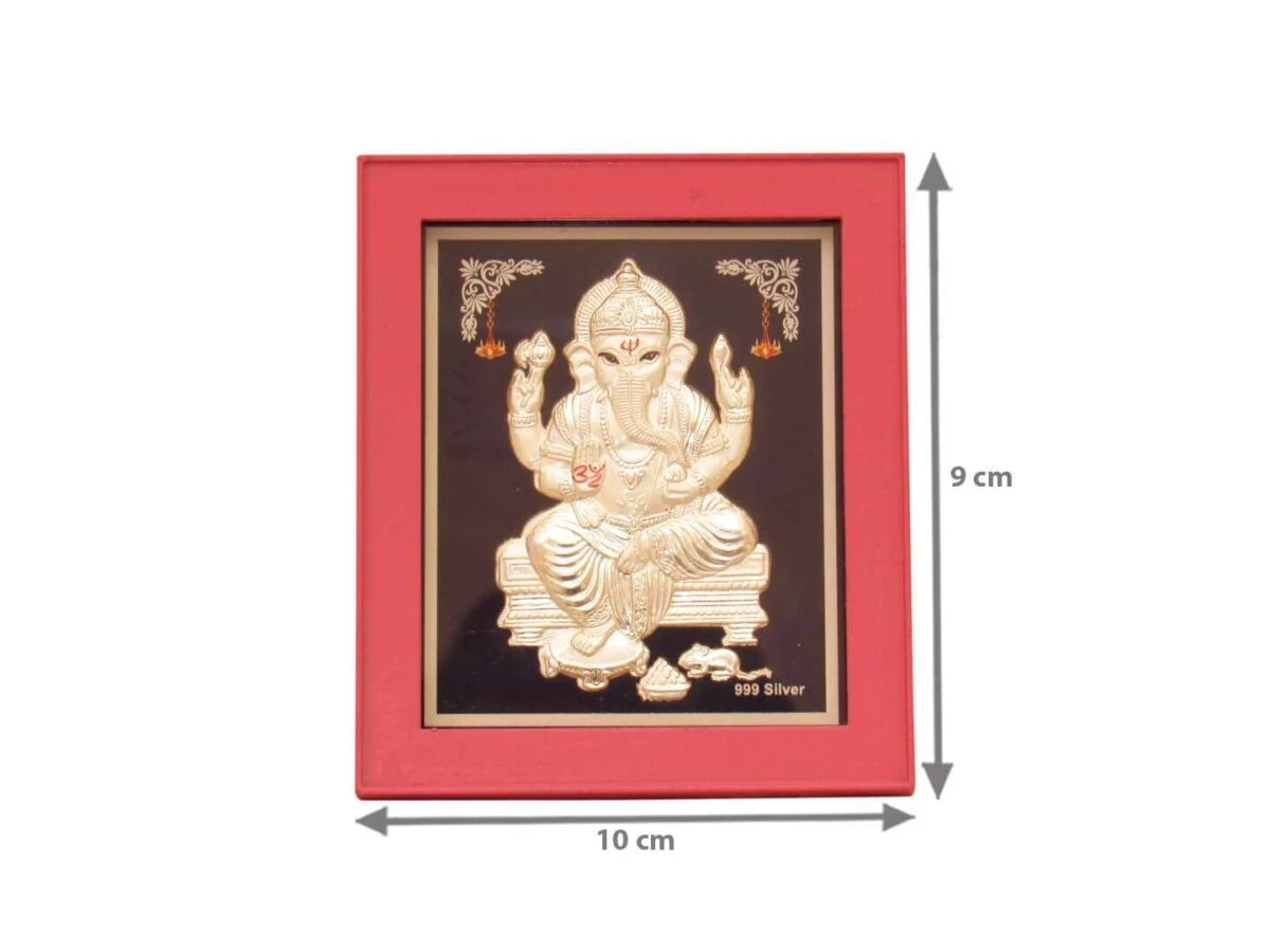 999 silver Ganesh frame, silver Ganesh photo frame, pure silver god photo frames, ganesha photo frame, silver ganesha frame