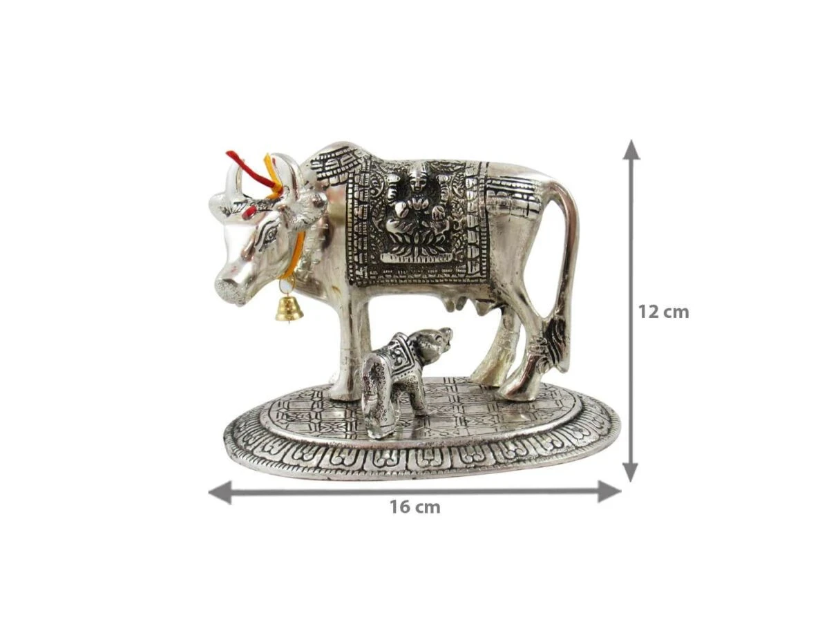 White metal cow and calf cow and calf statue cow and calf idol vastu cow and calf statue in pooja room white metal cow and calf statue white metal small cow