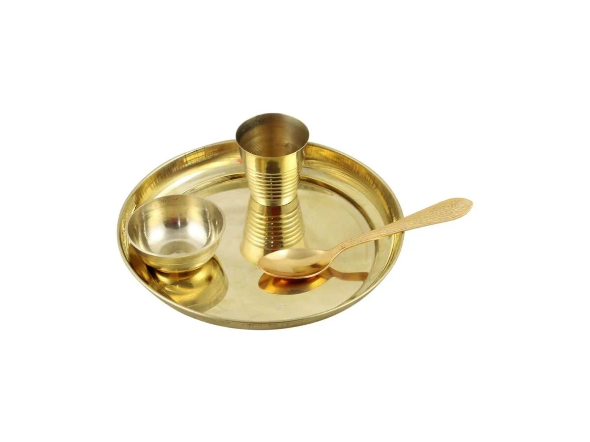 Brass dinner set, brass dinnerware, brass dinner plates, brass dinnerware set, brass dinner thali, brass thali dinner set