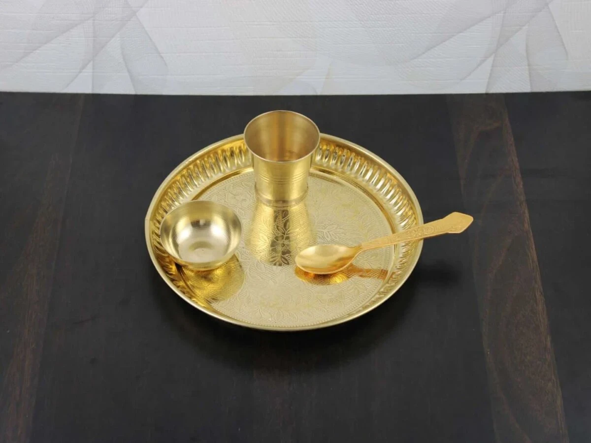 Brass dinner set, brass dinnerware, brass dinner plates, brass dinnerware set, brass dinner thali, brass thali dinner set
