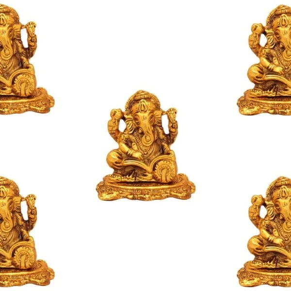 Oxidized Gold Plated Kavisha Ganesha Idol for Home, Ganesha Idol for Pooja (Pack of 5)