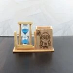 wooden pen stand with clock, pen stand with sand clock, Pen stand with clock, table pen stand with clock, pen stand for office, pen stand for gift, pen stand for office use, pen stand for desk, pen stand for table, pen stand for home, wooden pen stand for office