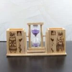 wooden pen stand with clock, pen stand with sand clock, Pen stand with clock, table pen stand with clock, pen stand for office, pen stand for gift, pen stand for office use, pen stand for desk, pen stand for table, pen stand for home, wooden pen stand for office